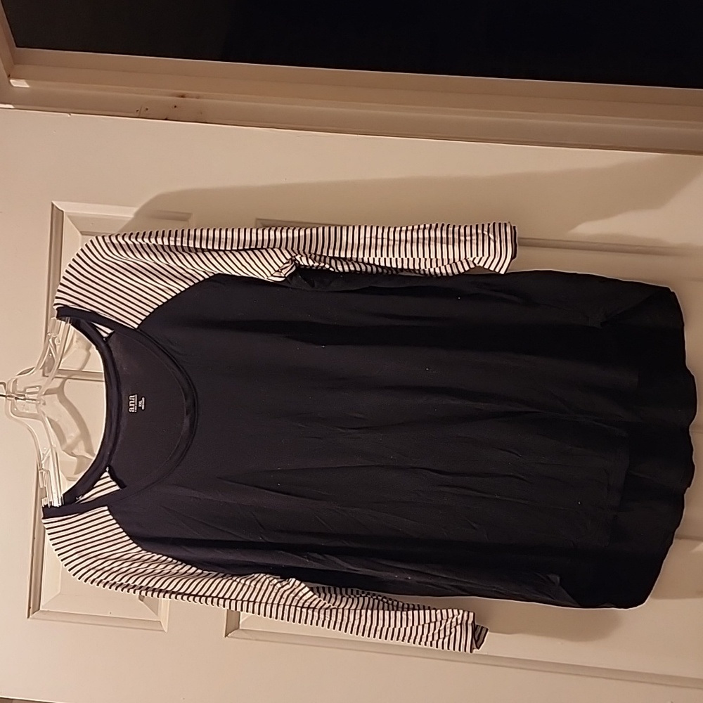 Lovely black top with striped sleeves